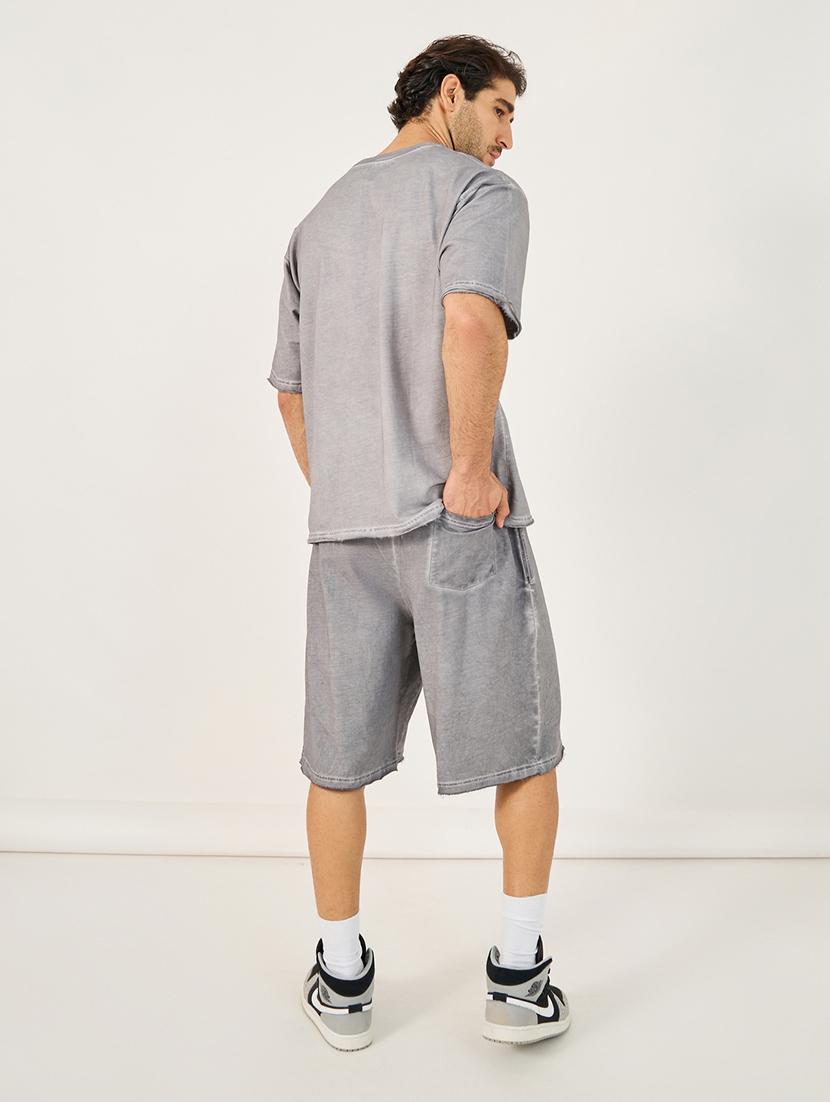 men solid t-shirt & shorts co-ord set - 21703936 - Standard Image - 2
