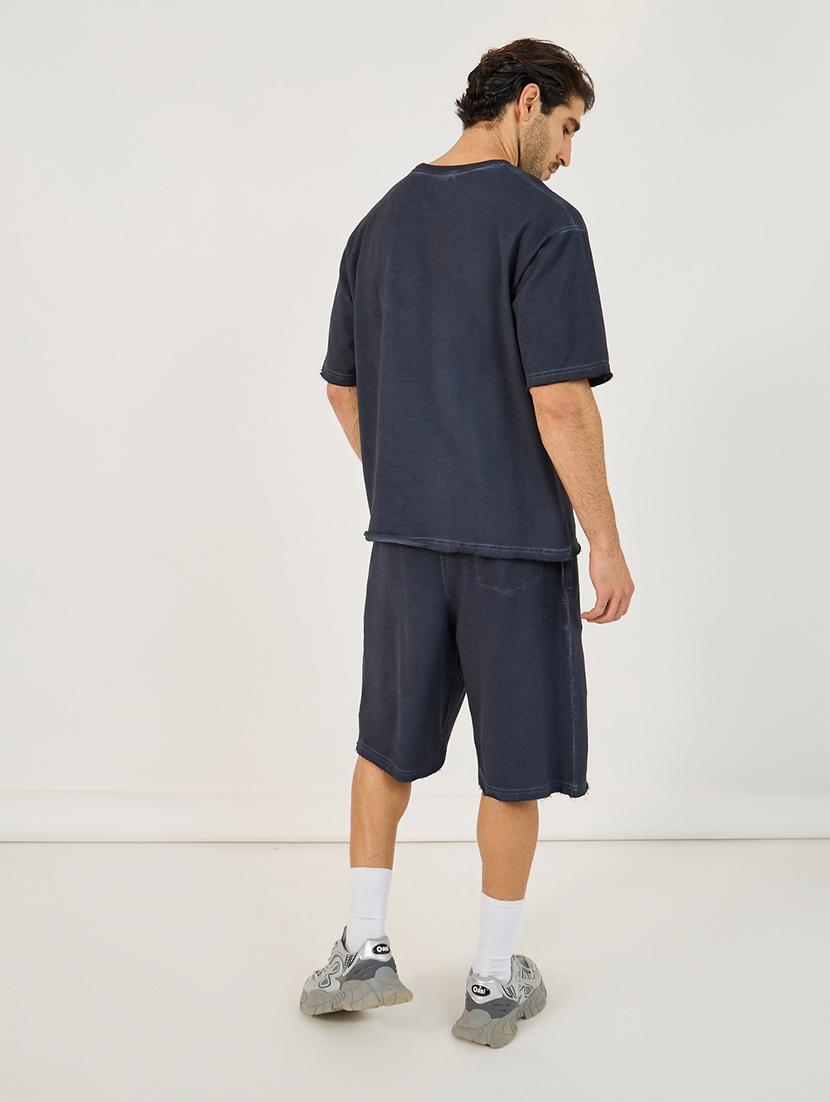 men solid t-shirt & shorts co-ord set - 21703937 - Standard Image - 2