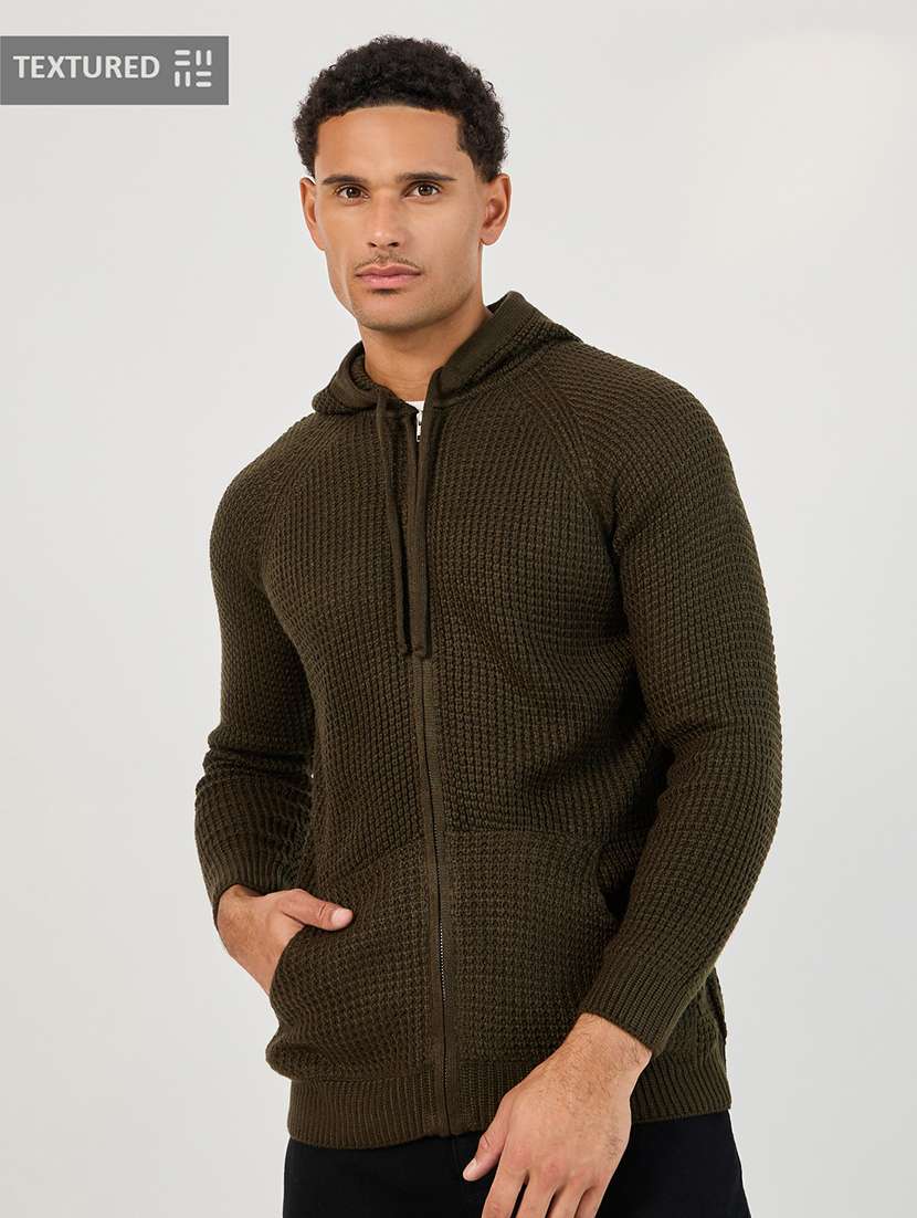 men long sleeves self design cardigan