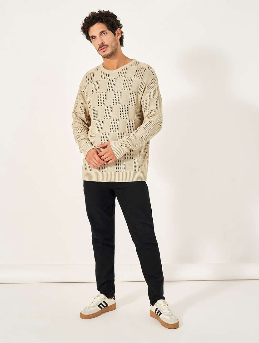 men long sleeves self design pullover - 21703955 -  Standard Image - 2