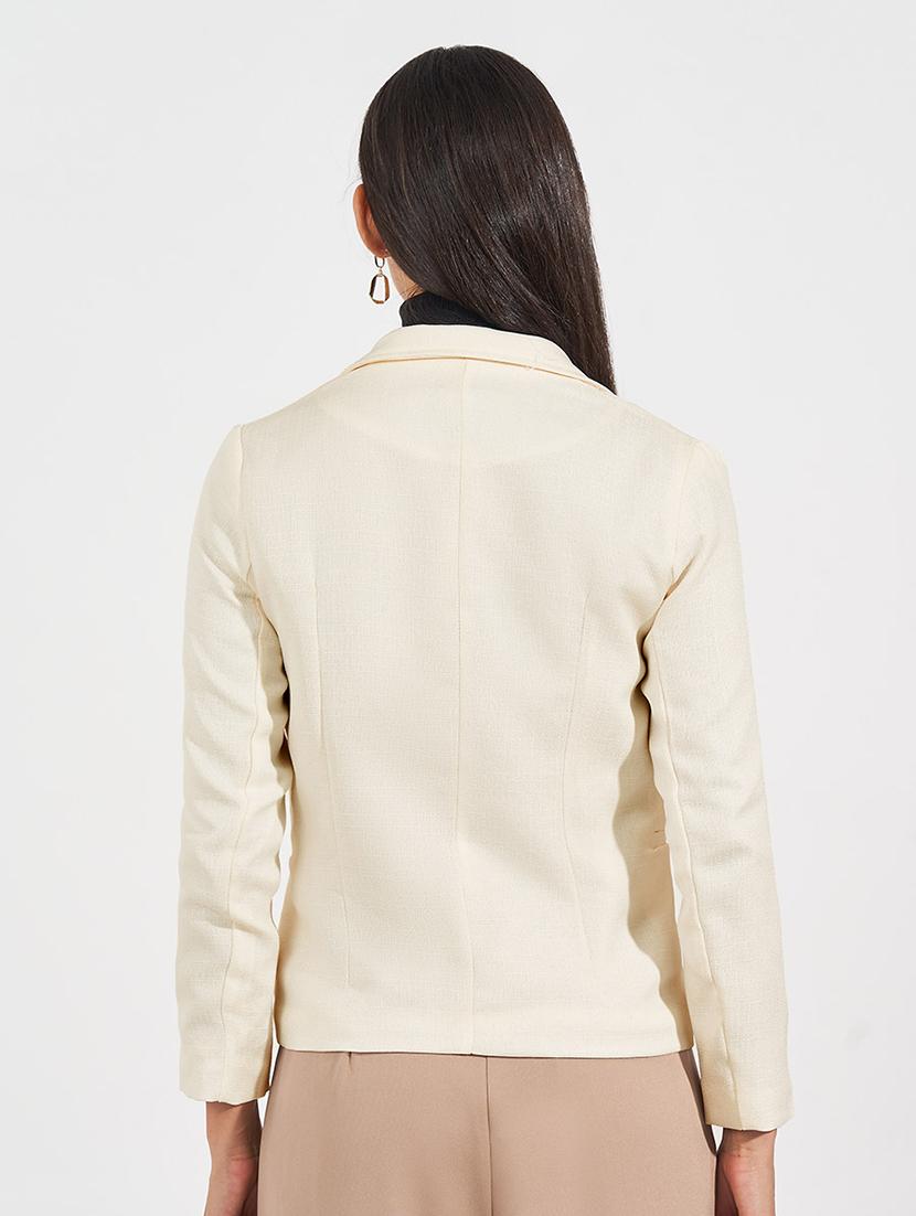 women off white solid long sleeve blazer - 21703961 - Standard Image - 2