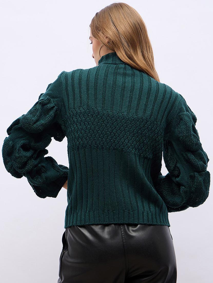 women green self design long sleeve pullover - 21704015 - Standard Image - 2