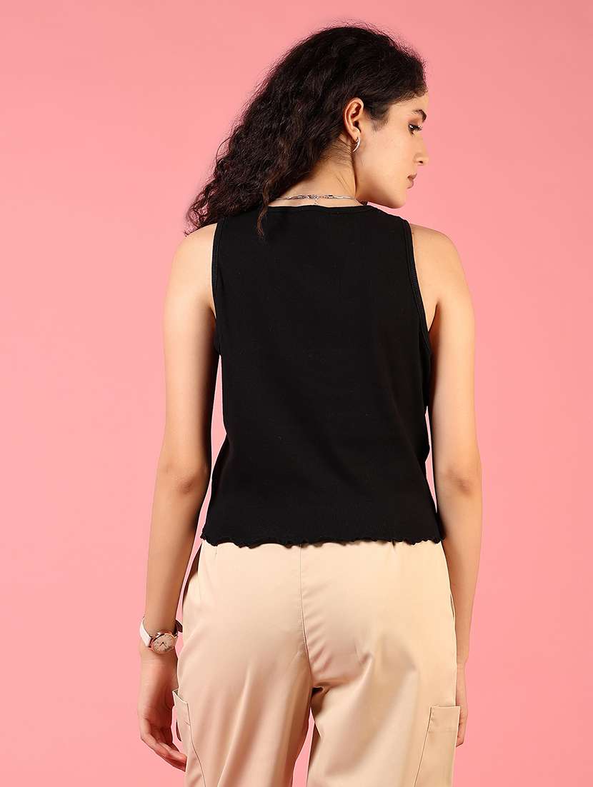 women solid sleeveless crop top - 21704099 -  Standard Image - 2