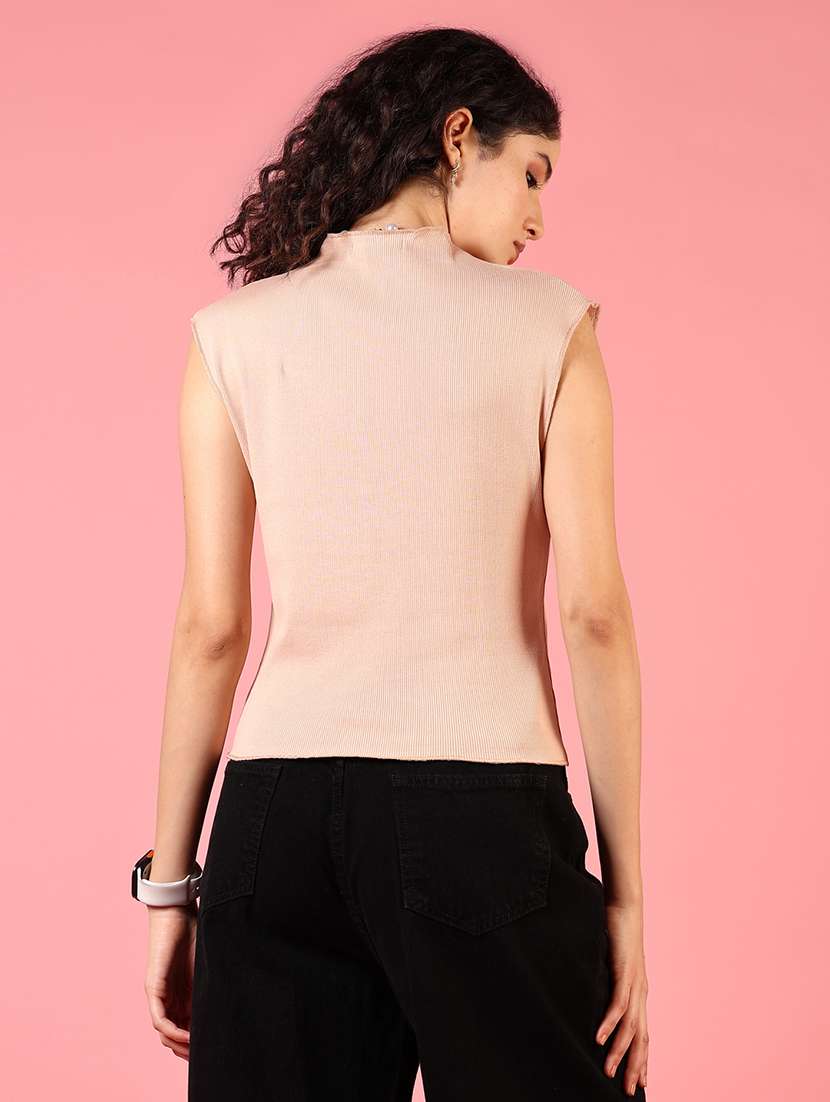 women solid mock neck sleeveless top - 21704103 -  Standard Image - 2