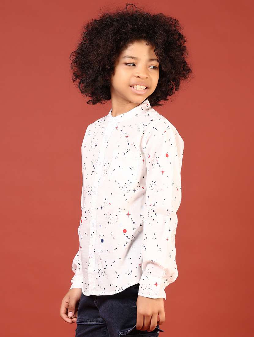 boys printed mandarin neck long sleeves  shirt - 21704387 -  Standard Image - 2