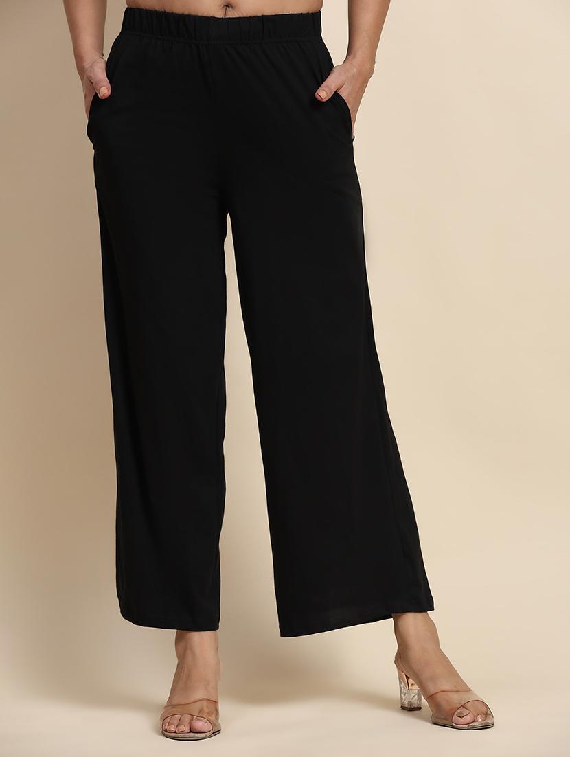 women mid rise solid straight palazzo - 21704652 - Zoom Image - 0