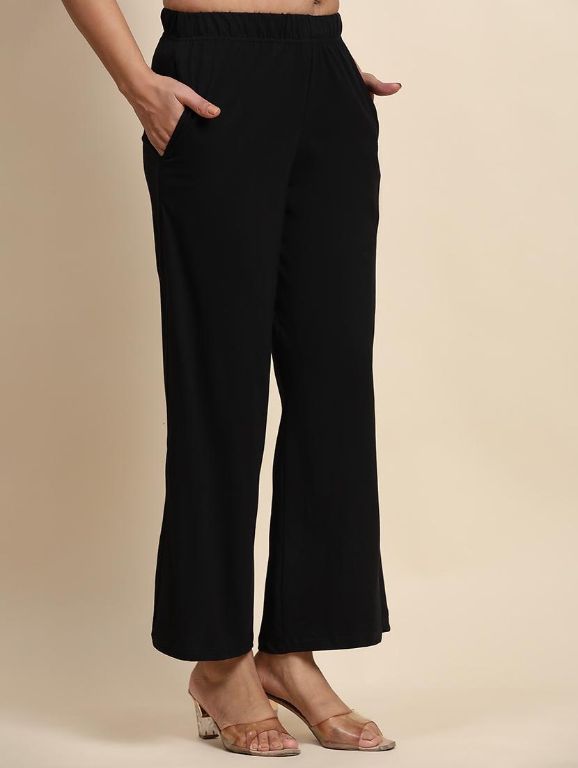 women mid rise solid straight palazzo - 21704652 - Standard Image - 2