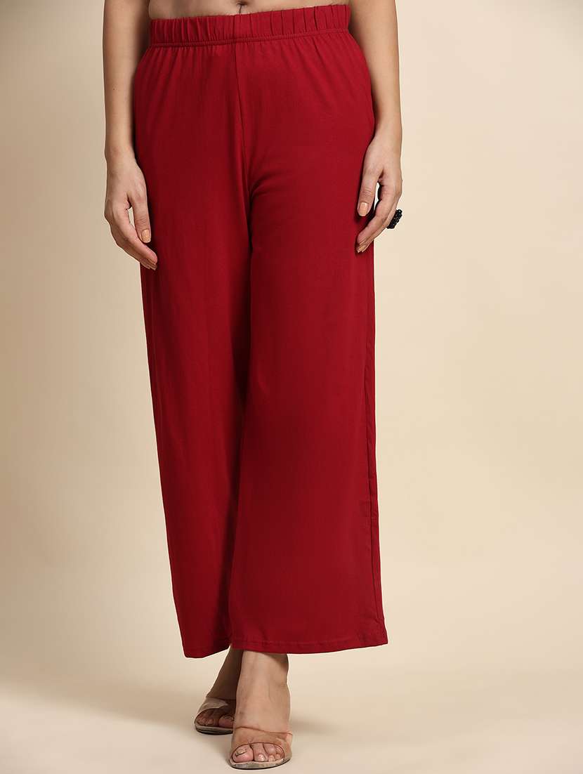 women mid rise solid straight palazzo