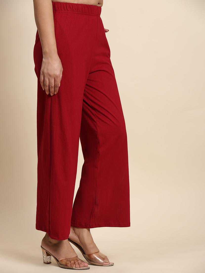 women mid rise solid straight palazzo - 21704656 - Standard Image - 2