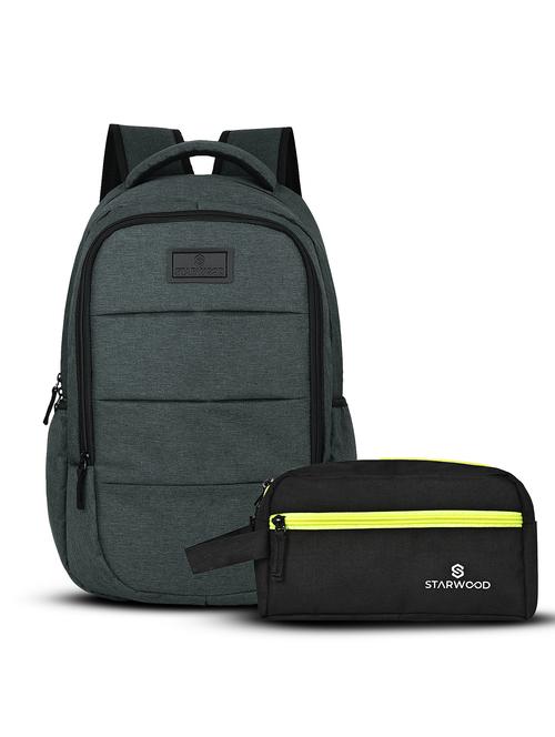 men solid adjustable strap backpack with pouch - 21704740 - Standard Image - 0