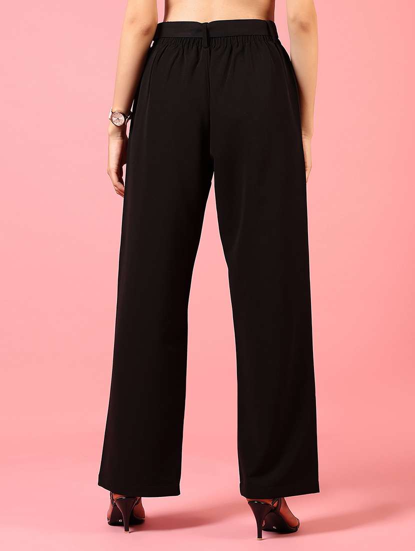 women solid high rise straight trouser - 21704977 -  Standard Image - 2