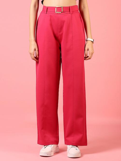 women solid high rise straight trouser - 21704978 -  Standard Image - 0