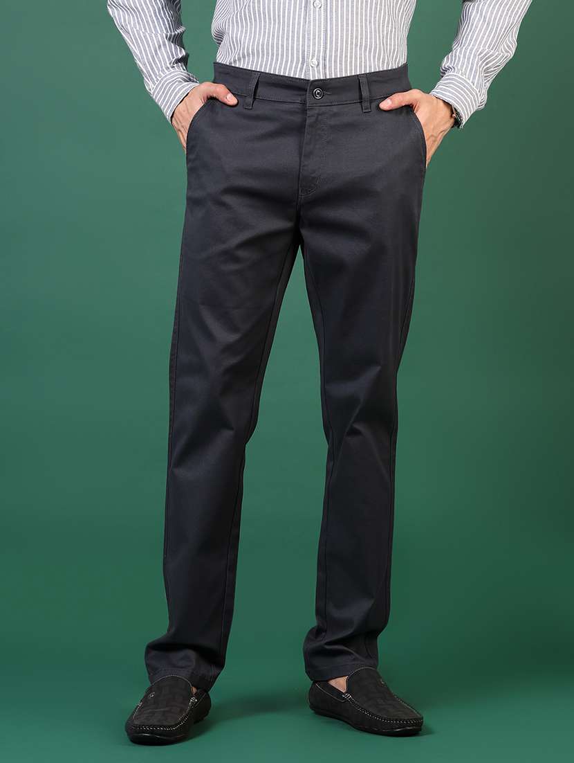 men solid mid rise casual chino