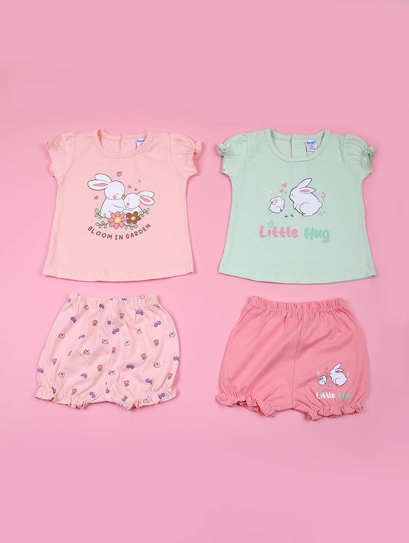 kids pack of 2 printed t-shirt with bloomers