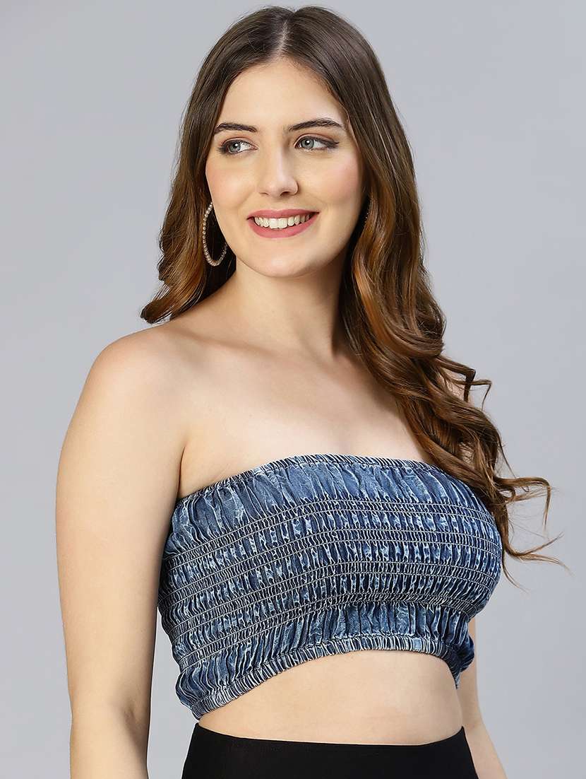 women smocked  sleeveless tube top - 21705421 -  Standard Image - 2