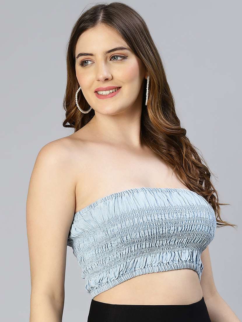 women smocked  sleeveless tube top - 21705422 -  Standard Image - 2