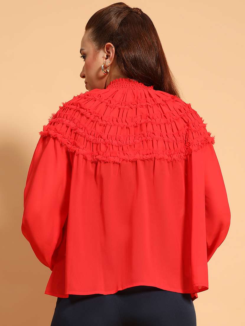 women red solid long sleeve regular top - 21705427 -  Standard Image - 2