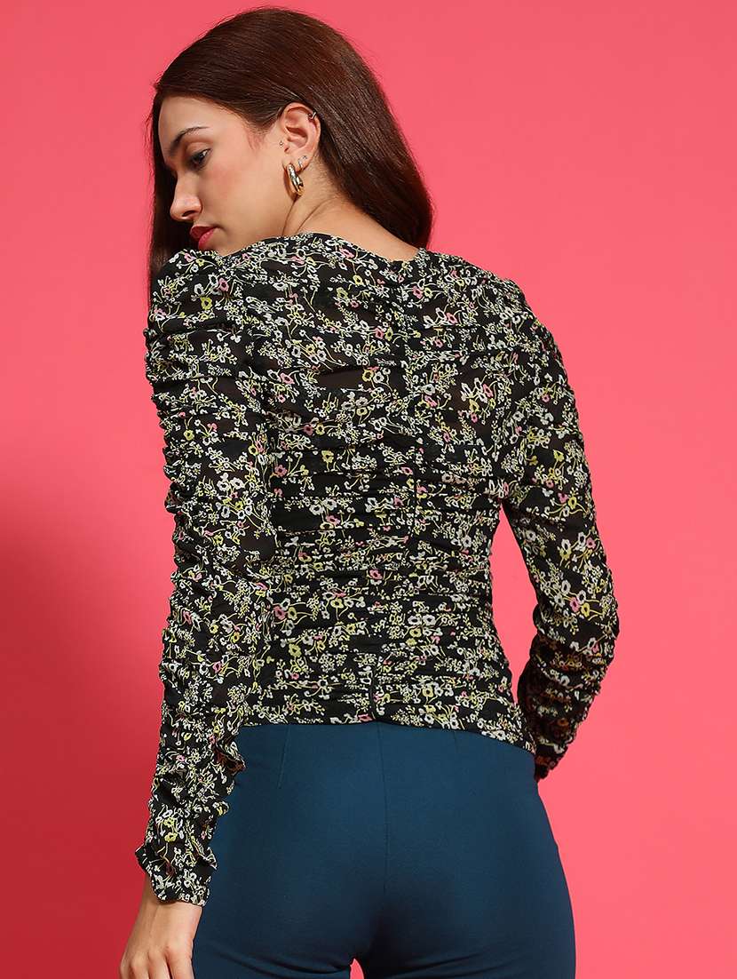 women black floral printed long sleeve top - 21705435 -  Standard Image - 2