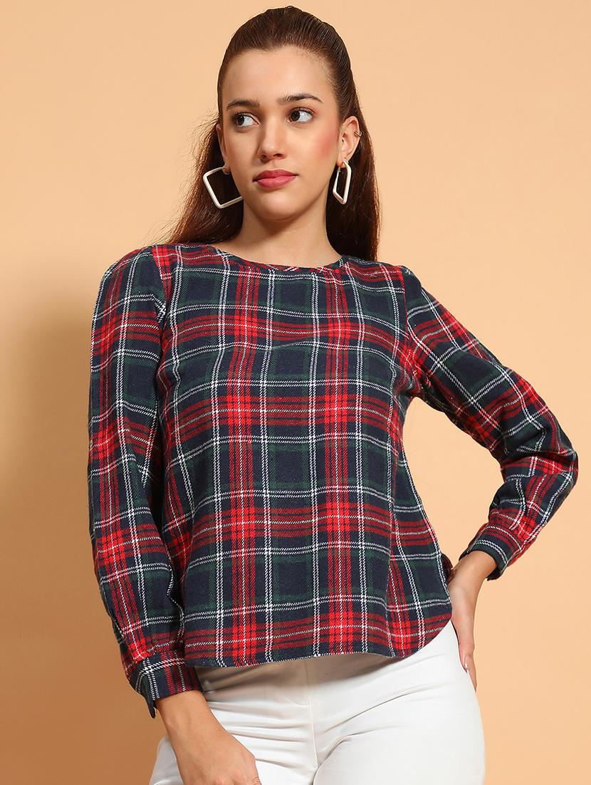 women checks long sleeve regular top - 21705447 - Zoom Image - 0