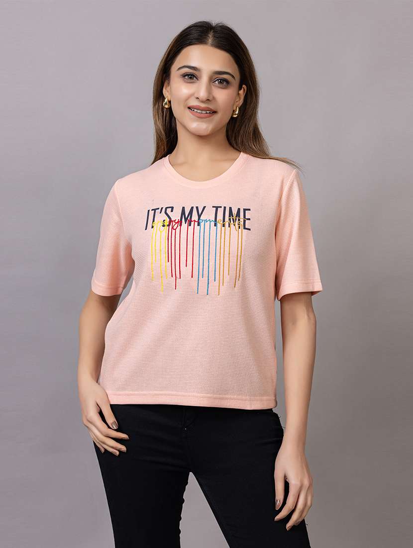 women round neck front print t-shirt