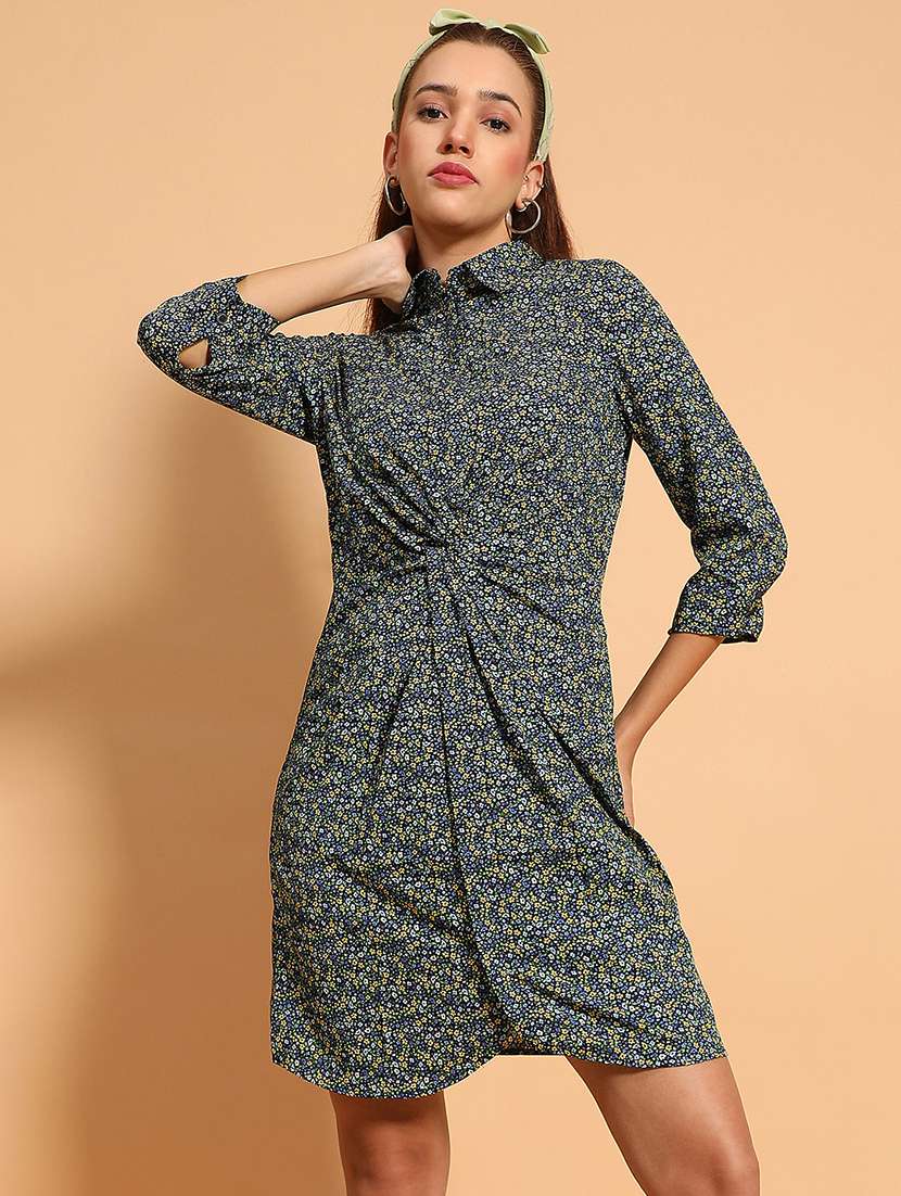 women printed collared straight dress - 21705519 - Zoom Image - 0