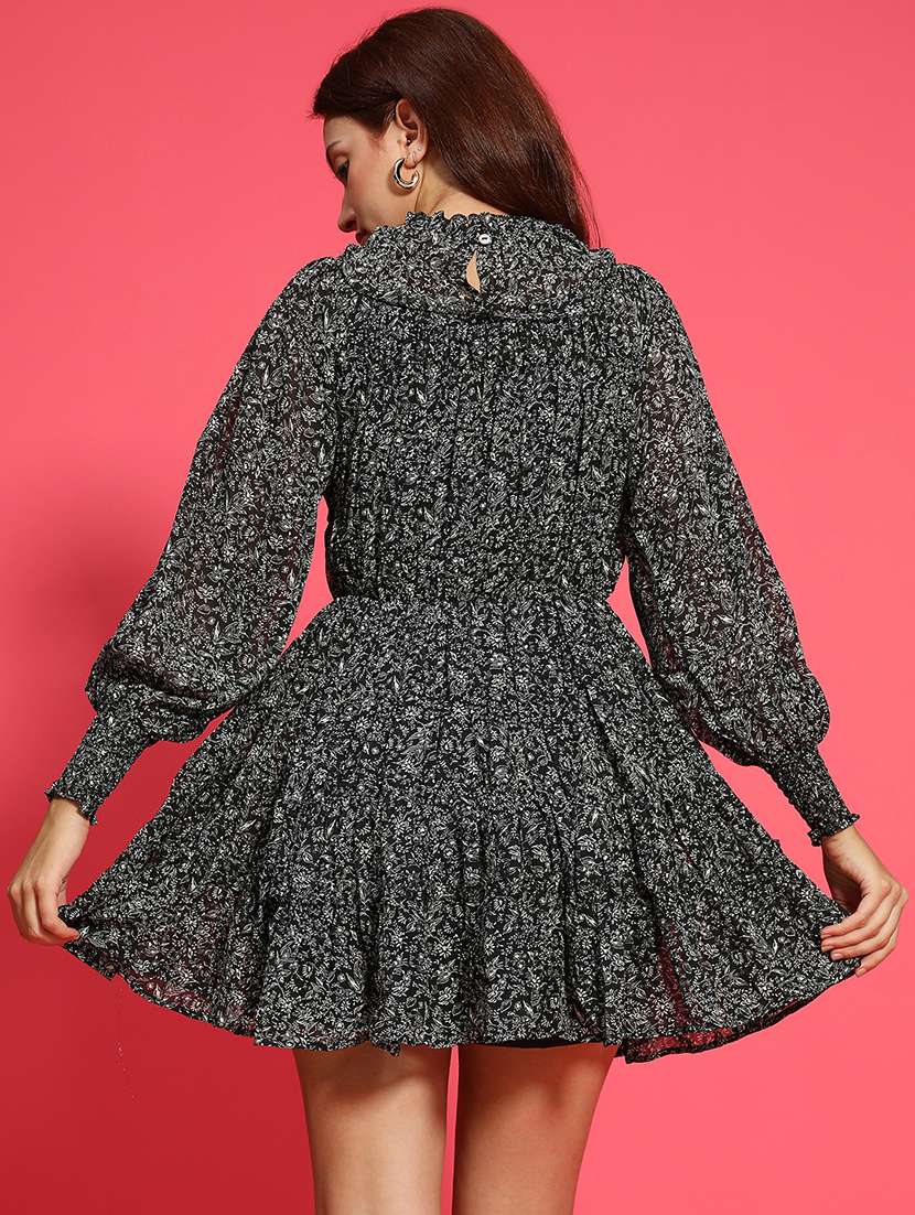 women floral print long sleeve tiered dress - 21705524 - Standard Image - 2