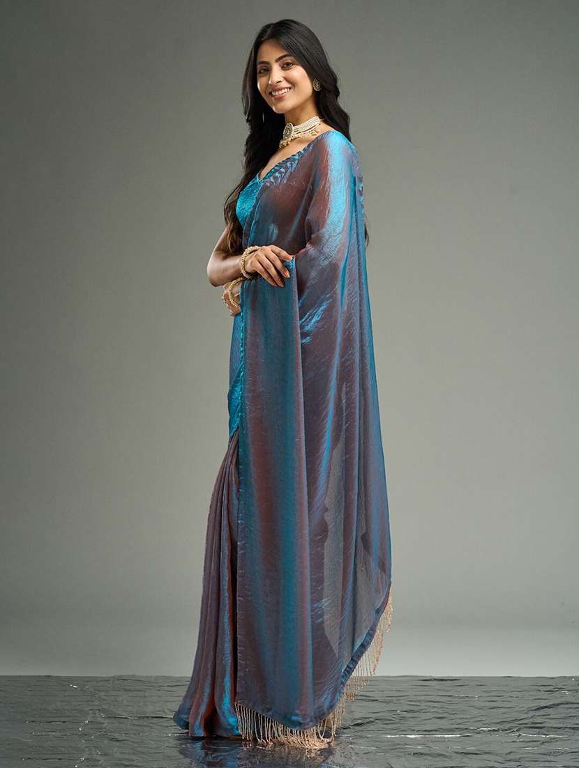 women solid party wear saree with blouse - 21705546 - Standard Image - 2