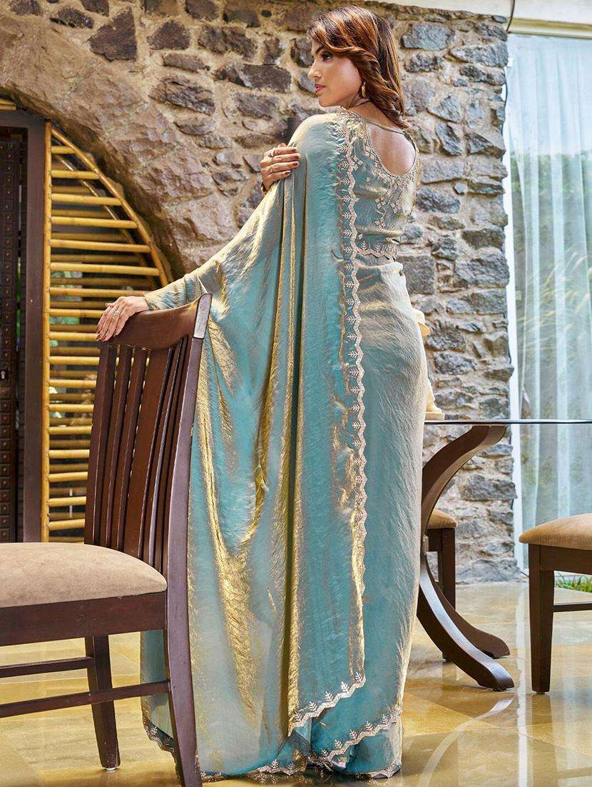 women light blue embellished saree with blouse - 21705550 -  Standard Image - 2