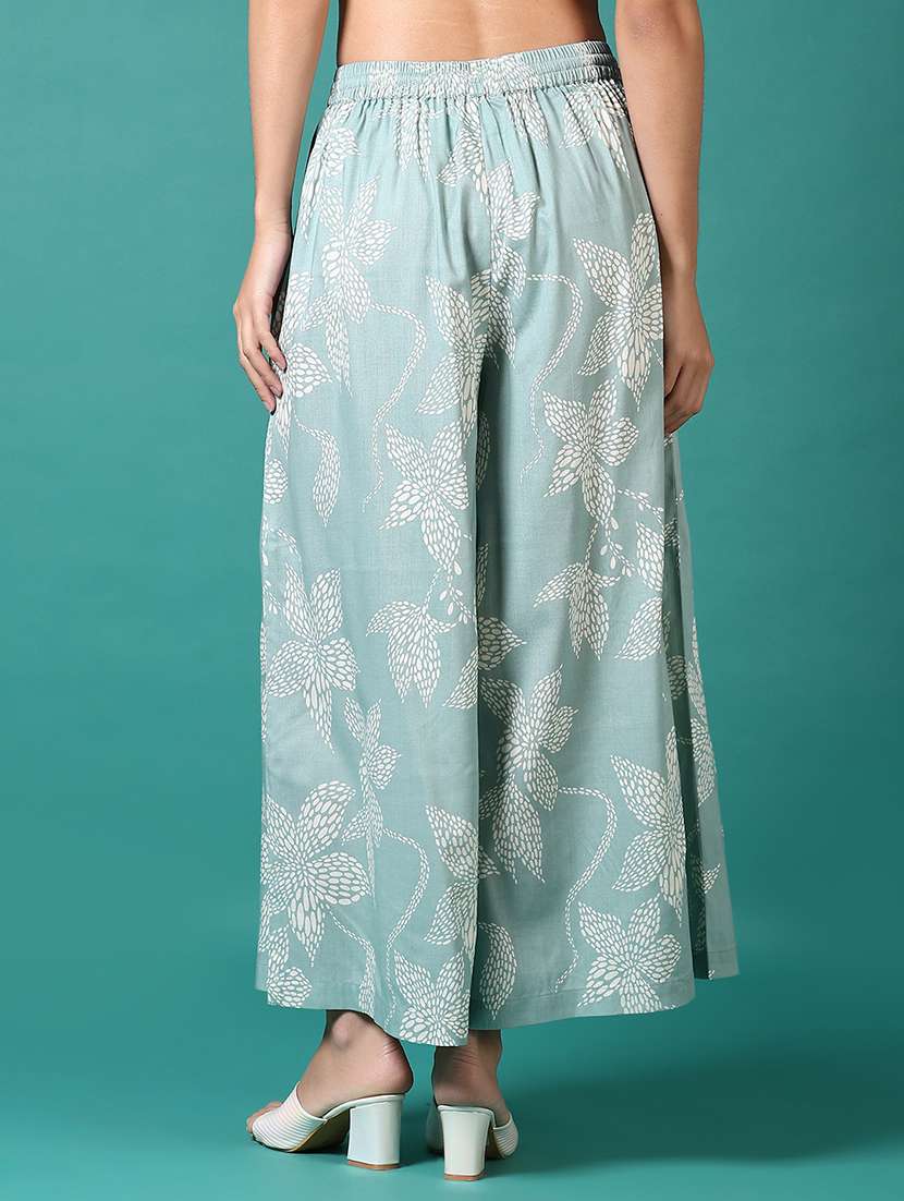 women printed mid rise flared palazzo - 21705590 - Standard Image - 2