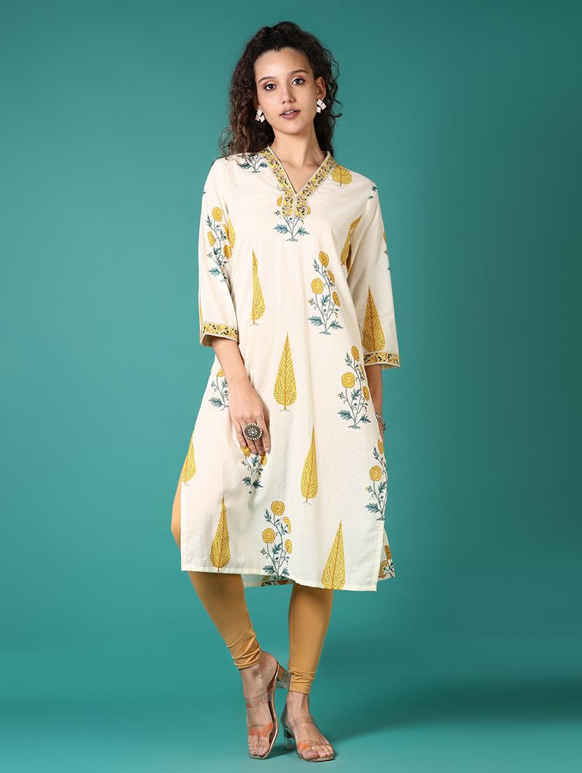 women printed three quarter sleeve straight kurta - 21705609 - Zoom Image - 0