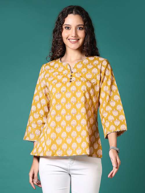 women floral printed notch neck straight top - 21705616 -  Standard Image - 0