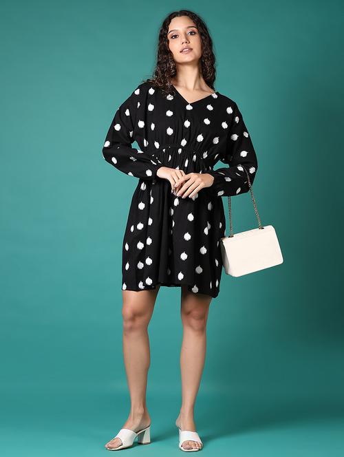 women printed long sleeves a-line dress - 21705620 - Standard Image - 0