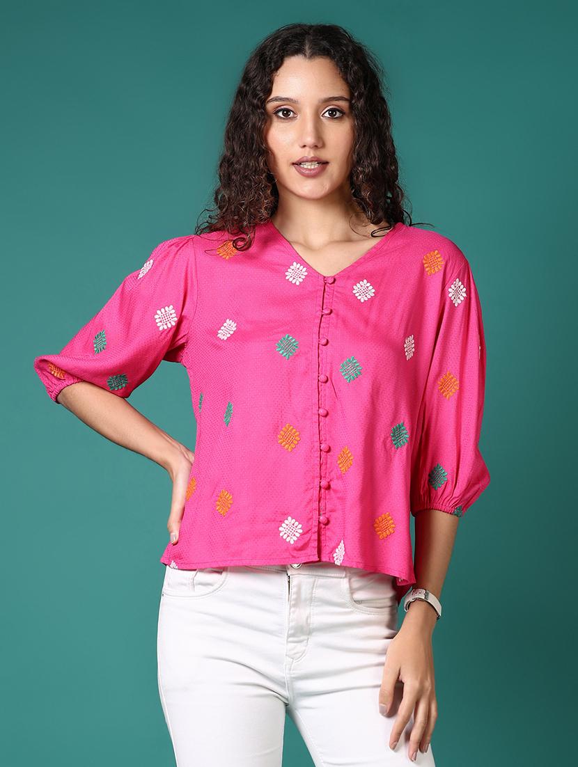 women embroidered puff sleeves top - 21705632 - Standard Image - 2