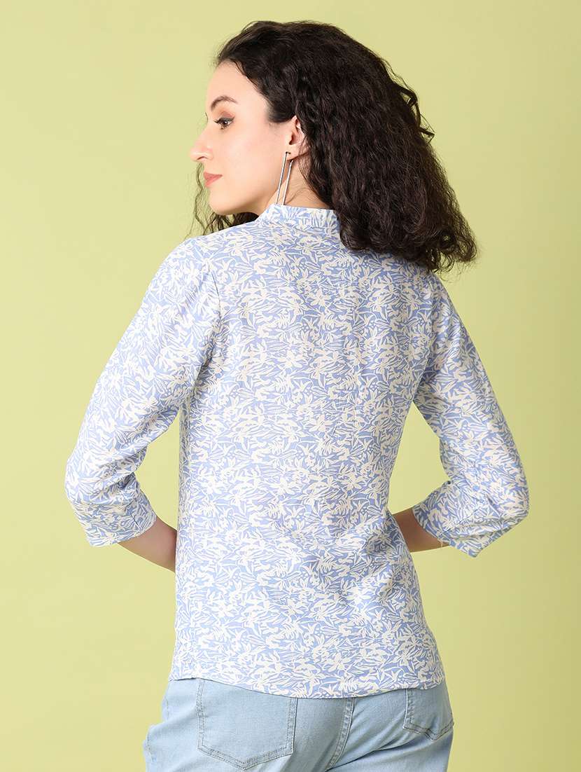 women printed three quarter sleeves regular top - 21705669 -  Standard Image - 2