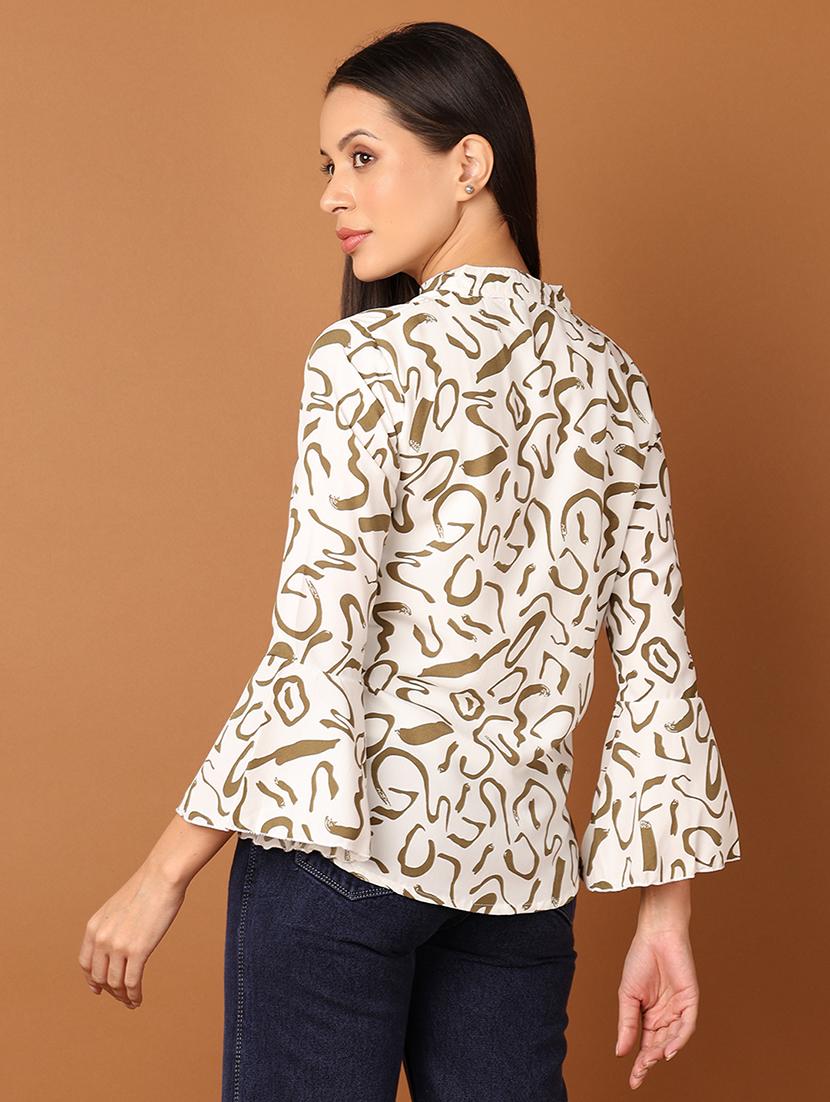 women printed mandarin neck regular top - 21705675 - Standard Image - 2