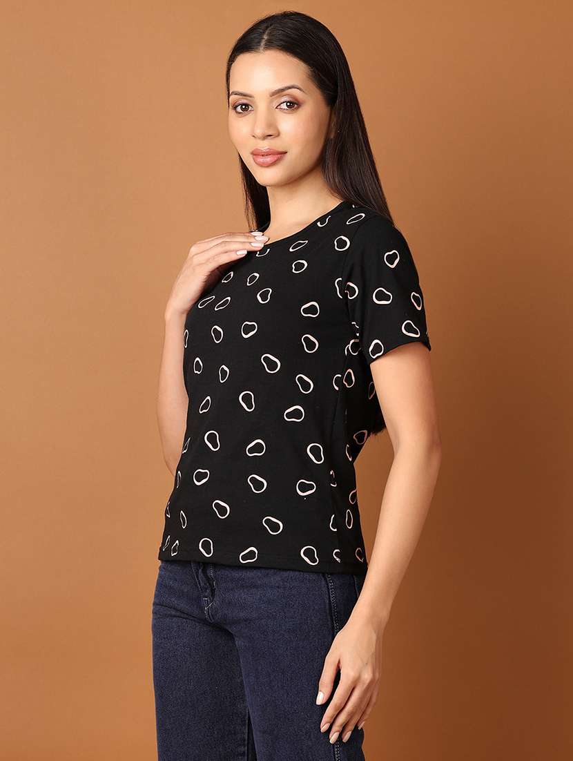 women black printed short sleeve t-shirt - 21705689 - Standard Image - 2