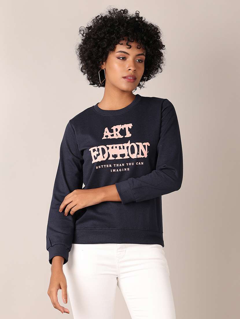 women chest print long sleeve sweatshirt