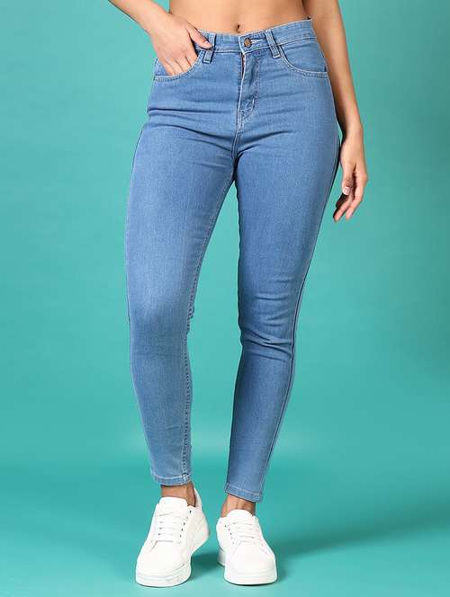 women solid high rise skinny fit jean