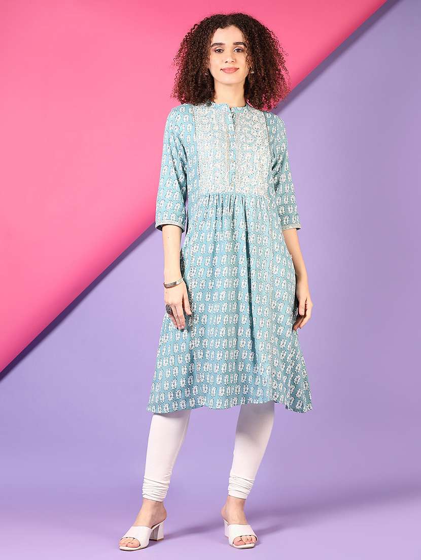 women printed three quarter sleeve a-line kurta - 21705720 -  Zoom Image - 0