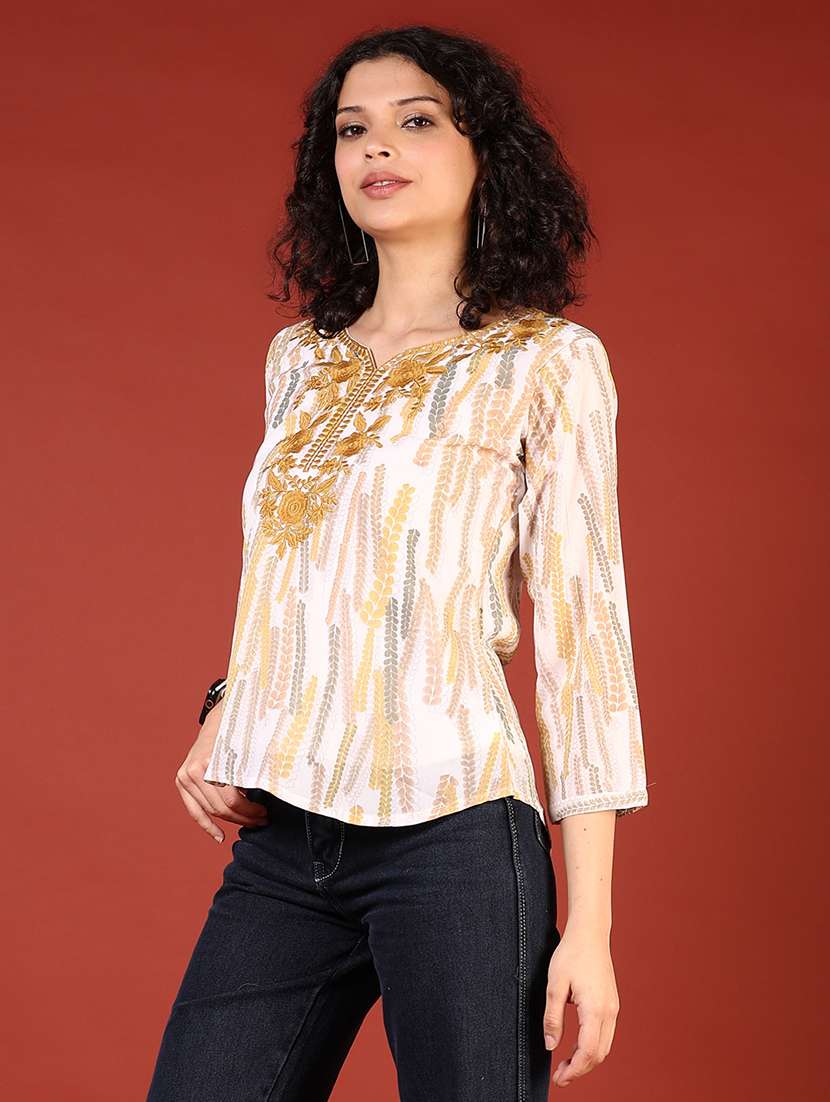 women printed round neck a-line top - 21705761 -  Standard Image - 2