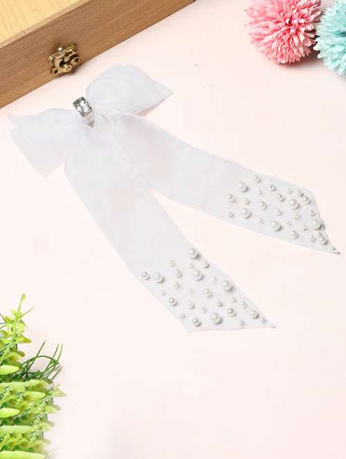 tipy tipy tap pearly bow clip - white - 21706162 - Standard Image - 0