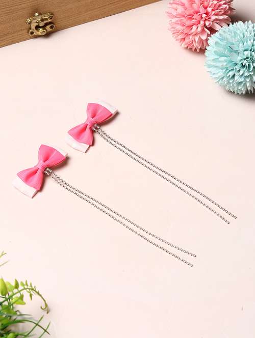 tipy tipy tap bow with stone tail clip pair - pink - 21706173 -  Standard Image - 0