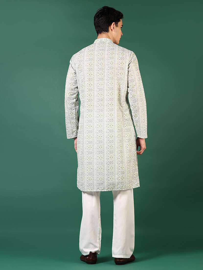 men printed long sleeves kurta pyjama set - 21706742 - Standard Image - 2