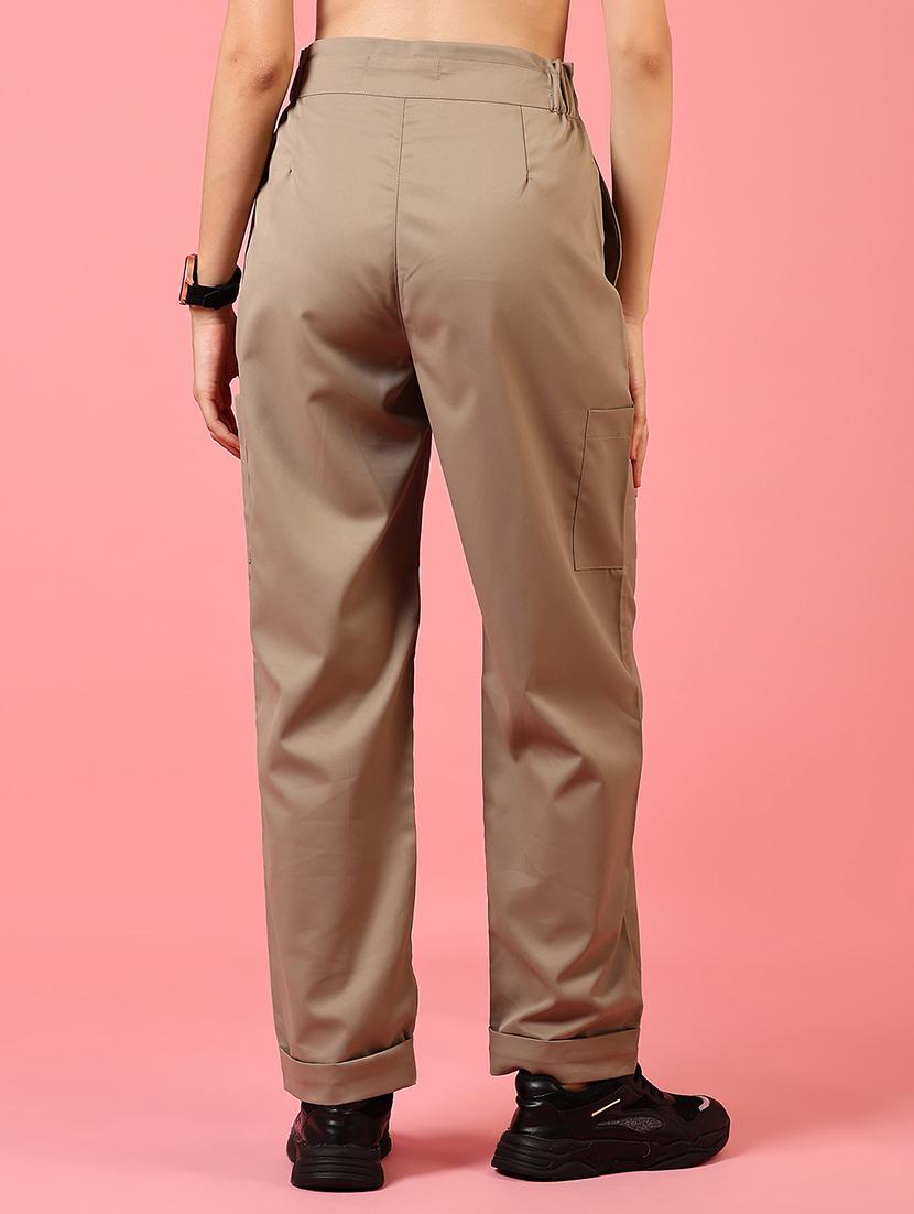 women solid high rise straight trouser - 21706752 - Standard Image - 2