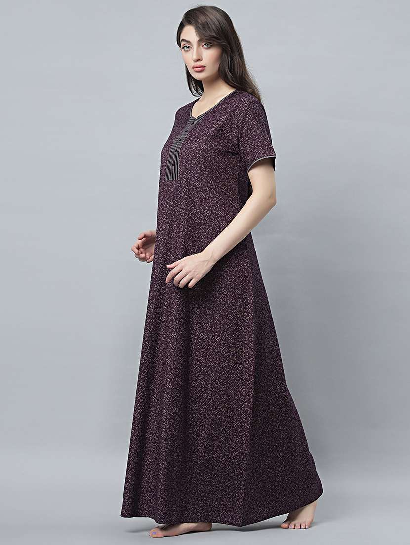 women notch neck printed nighty - 21706869 -  Standard Image - 2