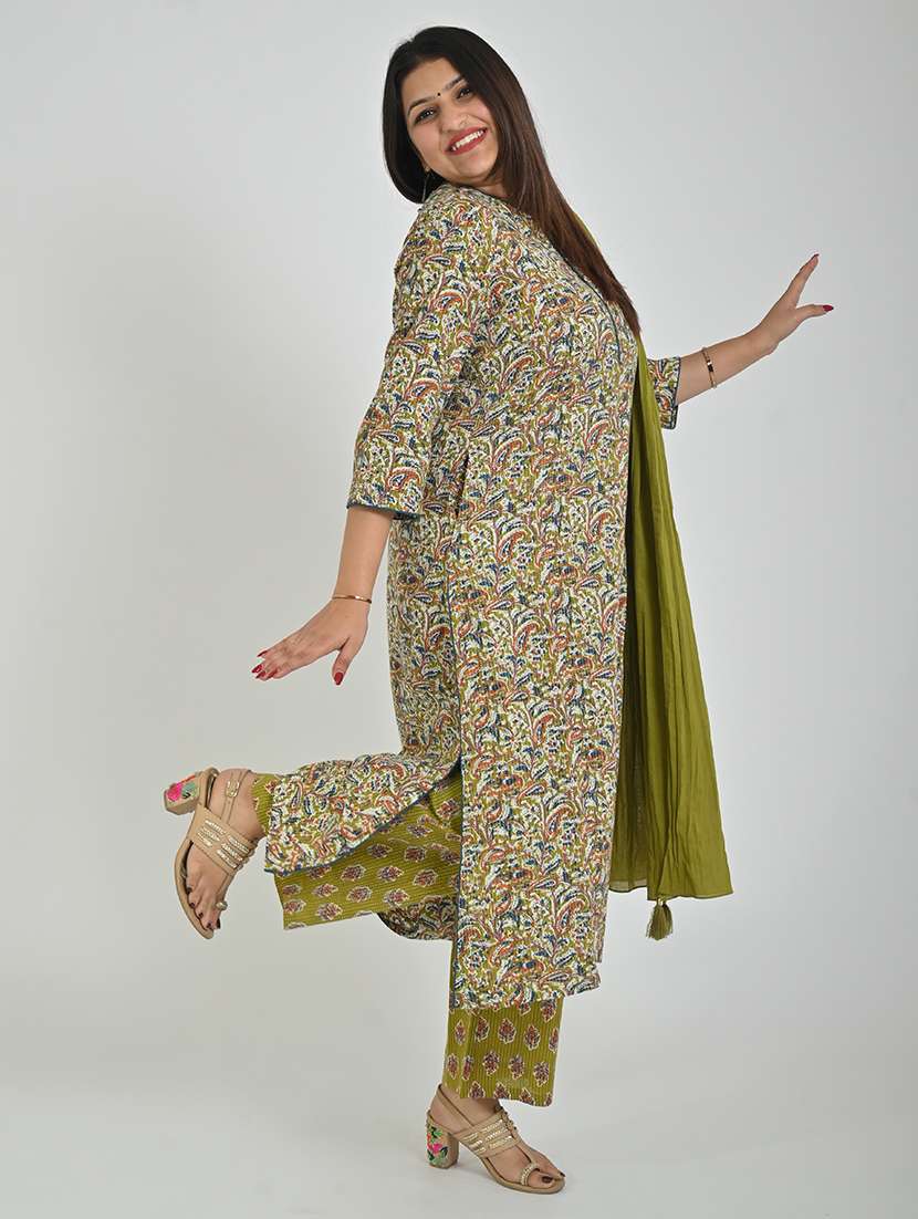 women paisley printed kurta palazzo set with dupatta - 21707087 -  Standard Image - 2