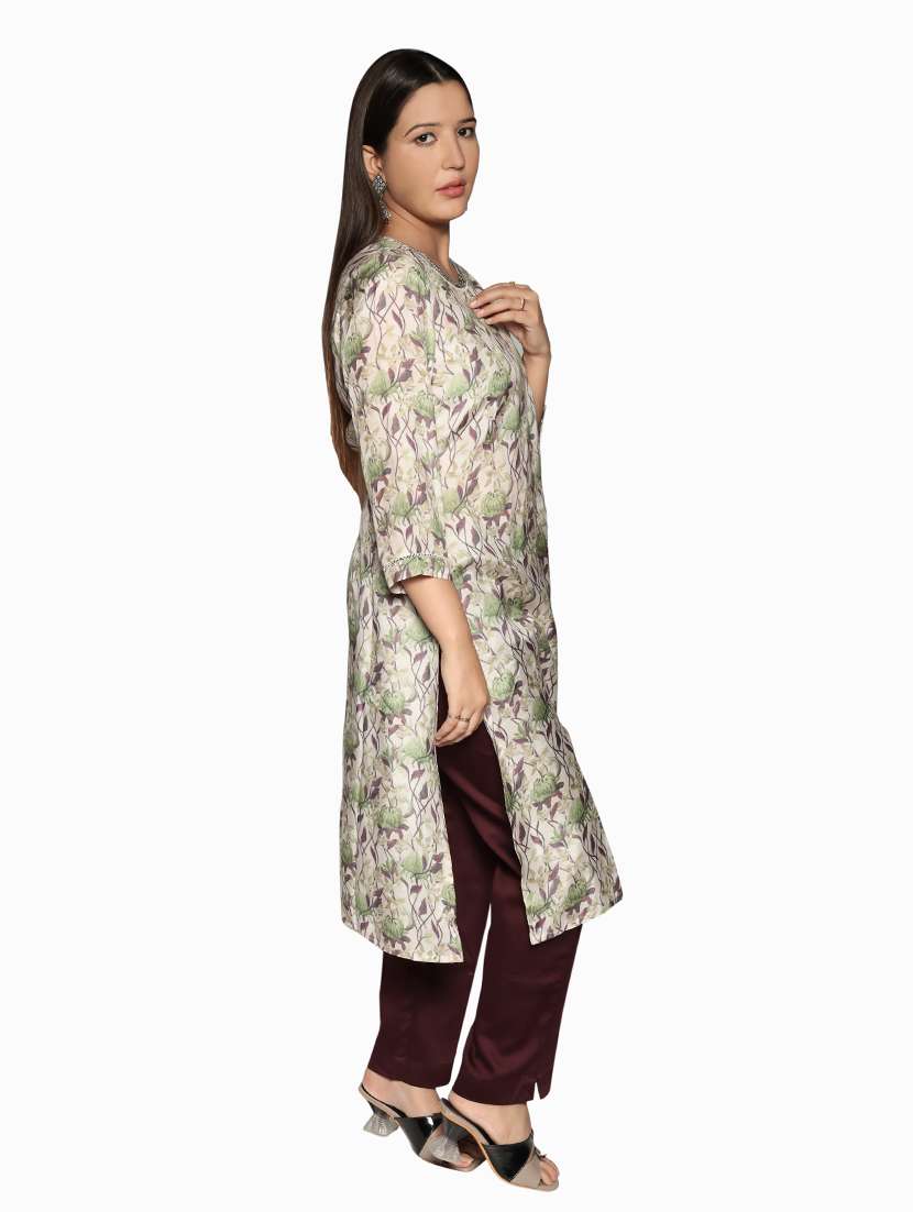 women floral round neck kurta pant set - 21707093 -  Standard Image - 2