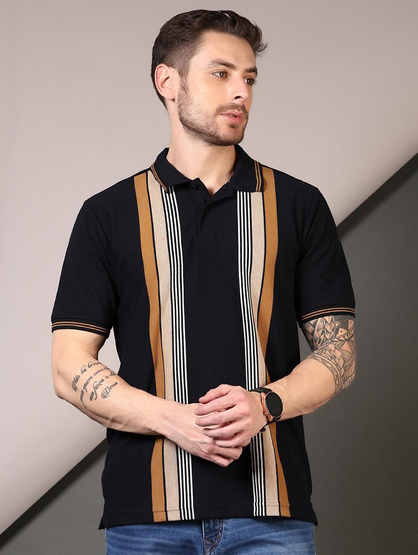 men short sleeves striped polo t-shirt