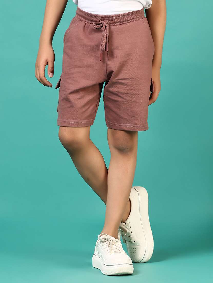 boys solid mid rise regular fit cargo shorts  - 21707396 -  Standard Image - 2
