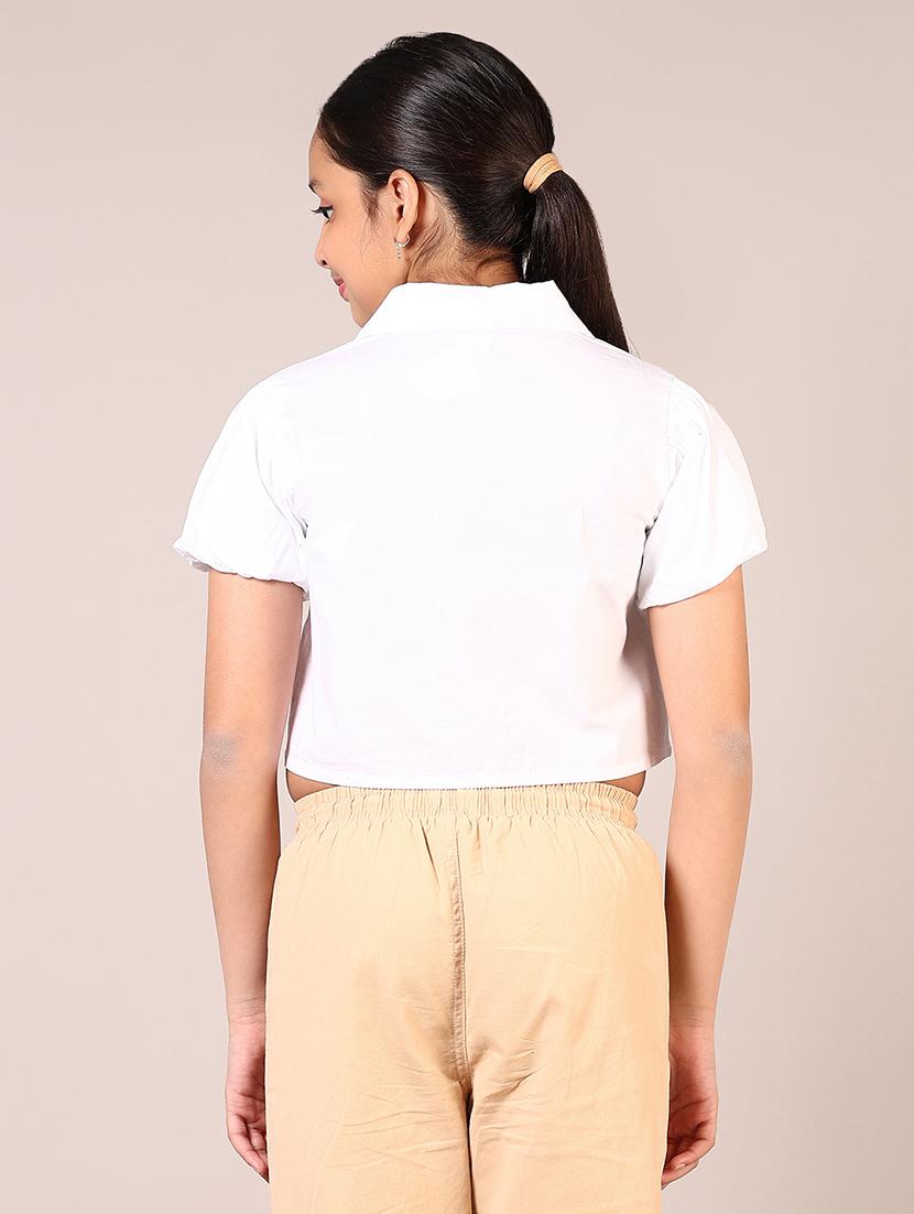 girls white solid short sleeve top - 21707403 - Standard Image - 2